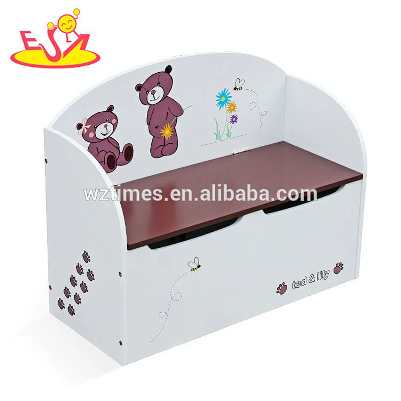 New design cartoon wooden toy chest bench for children W08C155