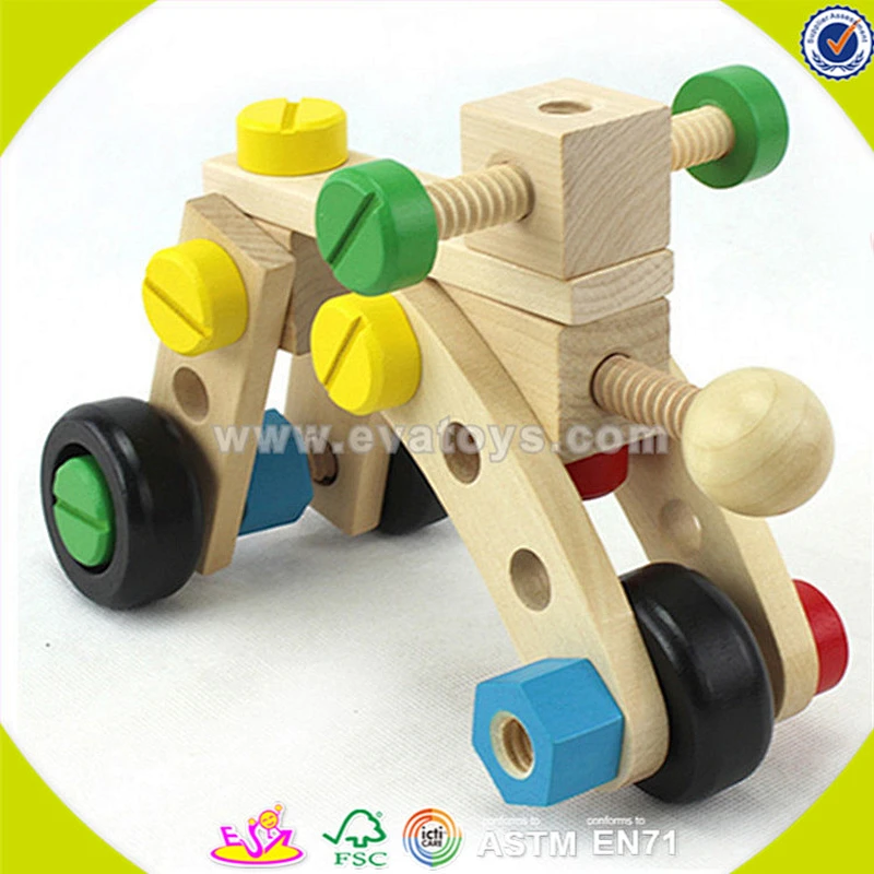 wholesale top quality baby wooden assemble screws toy teaching toy kids wooden assemble screws toy W03C015