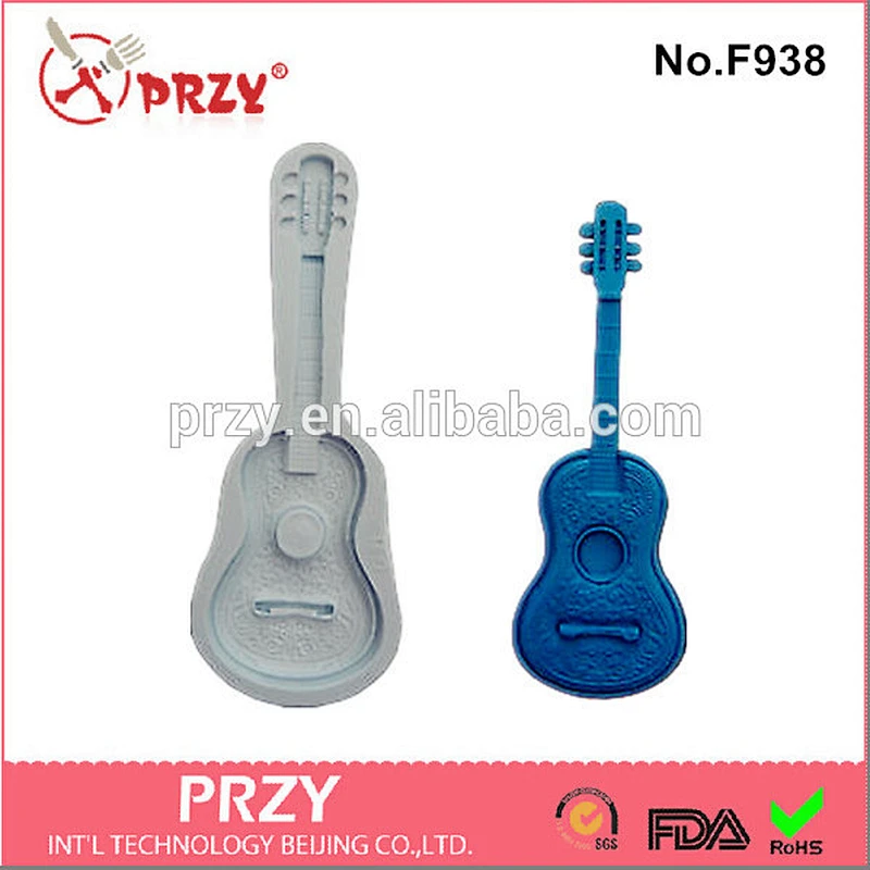 Model F938 high quality Music Guita Shape Fondant Silicone Candy Mold
