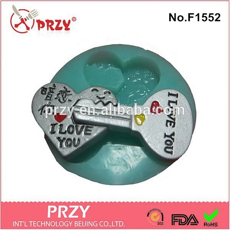 fondant biscuit heart and key shape silicone barking tools mold