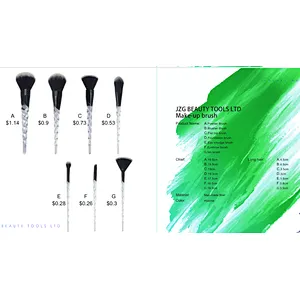 Cosmetics tools professional makeup brush set 7 pcs transparent handle synthetic hair makeup brushes