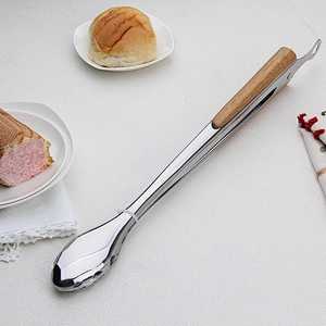 Mini Stainless Steel Tea Tong Ice Tong with Wooden Handle