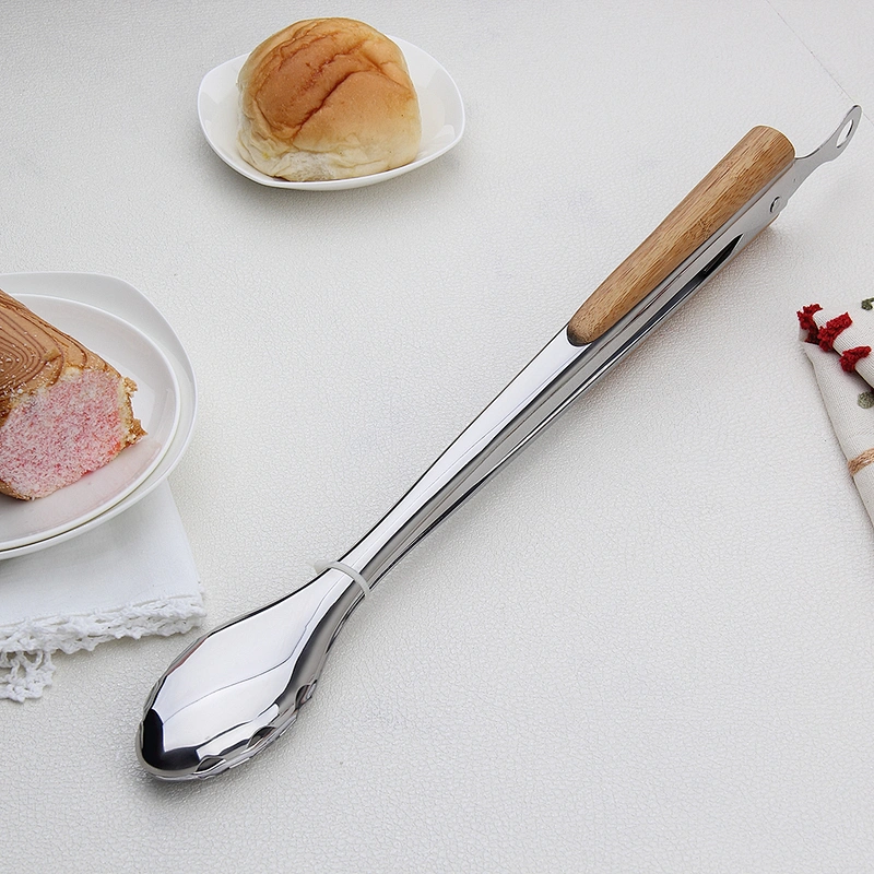 Mini Stainless Steel Tea Tong Ice Tong with Wooden Handle