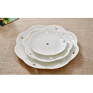 2019 beautiful ceramic dish tableware three-layer dessert plate fo party