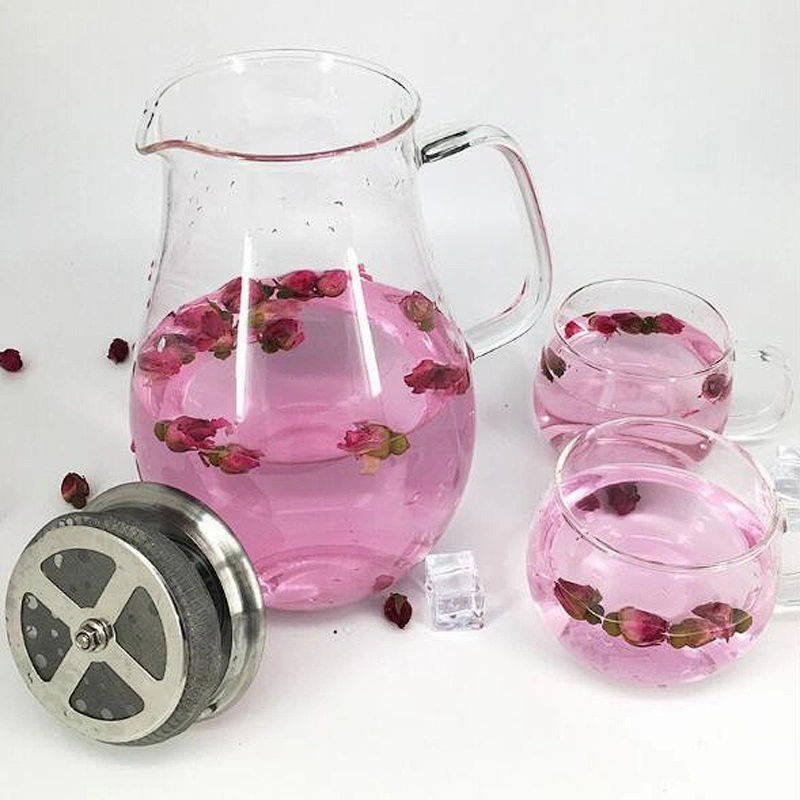 Big capacity 1.9L glass teapot with handle and stainless steel plug
