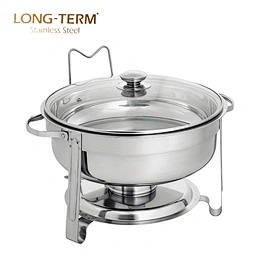L4004便宜的食物保温器201双碗不锈钢圆形火锅