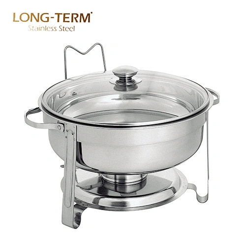 L4004便宜的食物保温器201双碗不锈钢圆形火锅
