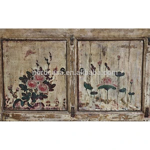 Oriental antique vintage elm solid wooden lacquer chests Asian sideboard distressed cabinet