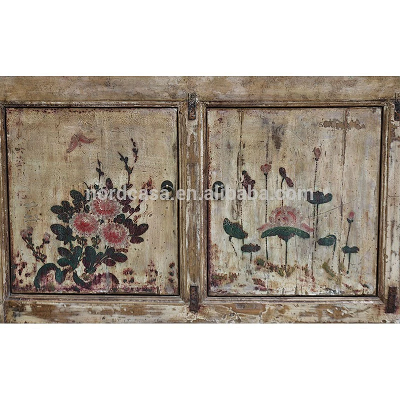 Oriental antique vintage elm solid wooden lacquer chests Asian sideboard distressed cabinet