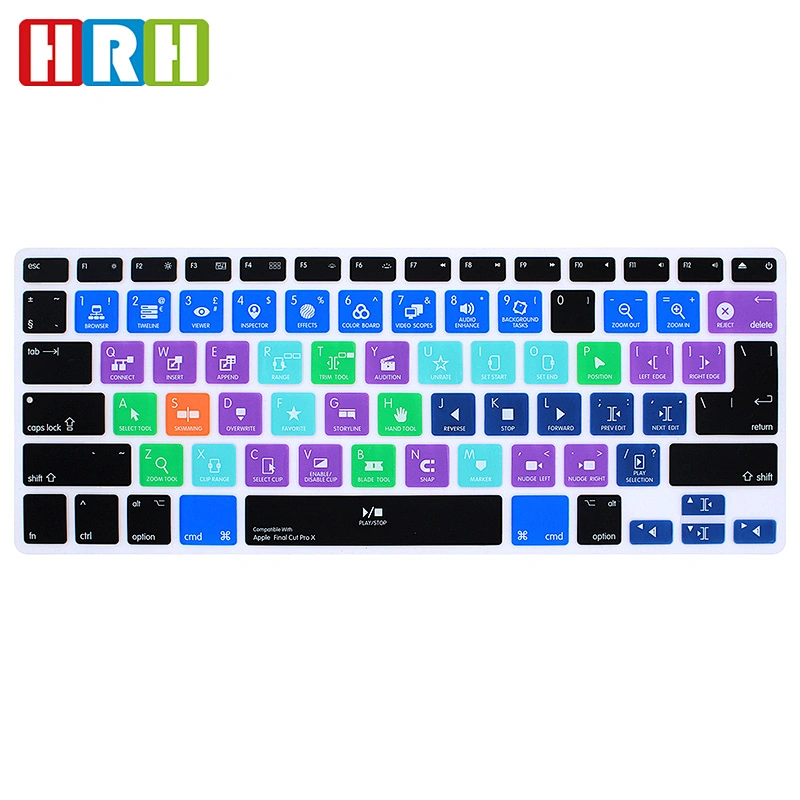 Waterproof final cut pro Shortcuts custom silicone keyboard cover Silicone Keyboard Cover For macbook pro 13