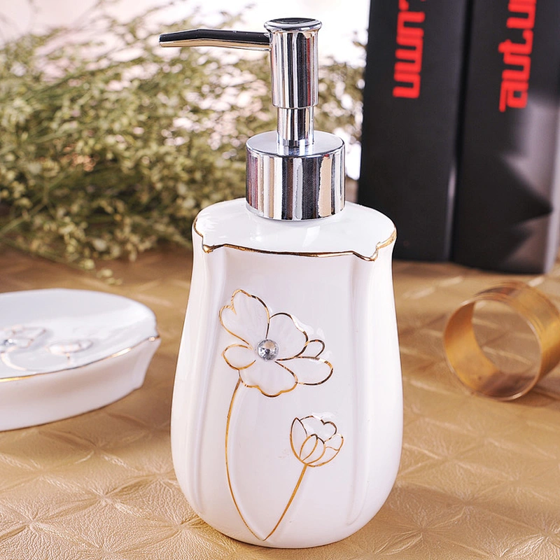China Supplier in-stock Toothbrush and Gargle Cup Home Porcelain Toilet Set Fashion 5pcs Ceramic Bathroom Set