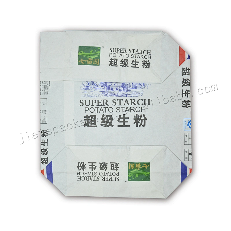 Stand up white kraft paper flour bag for potato starch, corn wheat flour,green bean powder
