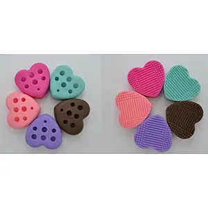 Heart shape silicone makeup brush cleaner holder