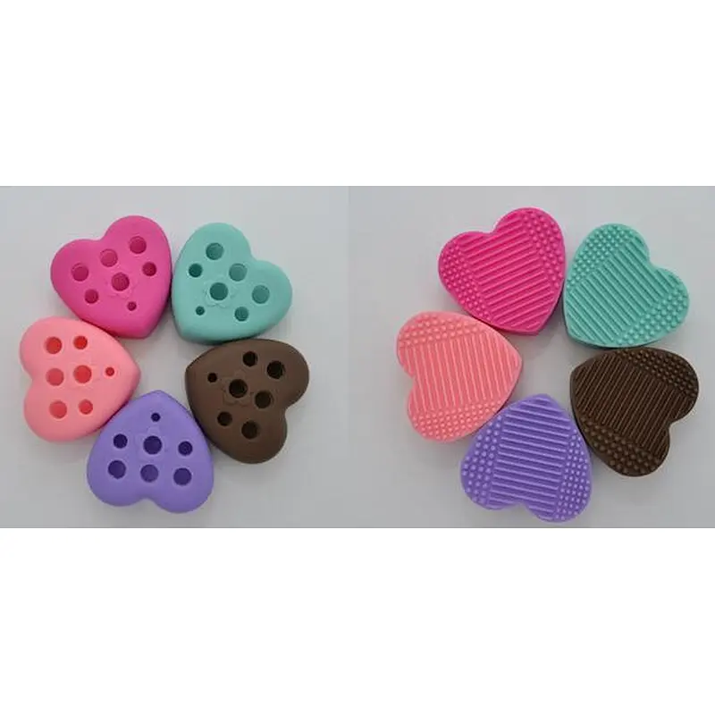 Heart shape silicone makeup brush cleaner holder
