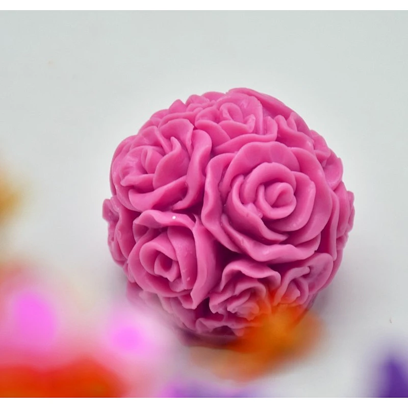 DIY Baking Stereo 3D Rose Ball Fondant Cake Chocolate Handmade Soap Silicone Mould