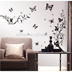 Best Selling Removable Black Butterfly Wall Stickers Pvc Wall Decal KW- HL3d-2176