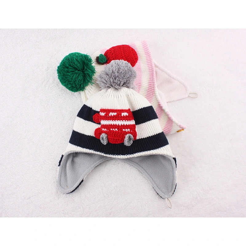 Sweet Warm Winter Kids Knitted Socks And Hat Set Wholesale