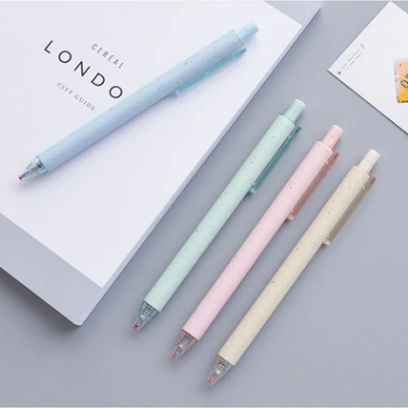 Personalized Cheap Retractable Creative Wheat Straw Pens Promotional Ballpoint Pen With Custom Logo