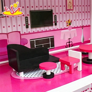 Nuevos productos 2018 preciosos kits de casa de muñecas de madera para niñas W06A251B