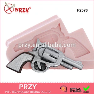 F2570 Crossed Pistols Silicone Molds /3D Pistol molds / fondant western pistol molds
