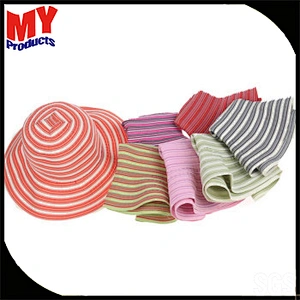 2017 hot sale ladies crushable promotional foldable color stripe hat