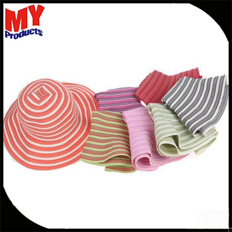 2017 hot sale ladies crushable promotional foldable color stripe hat