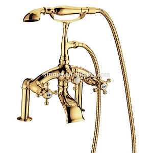 Bathroom Design Fancy Gold Shining Shower Faucet With Three Handle