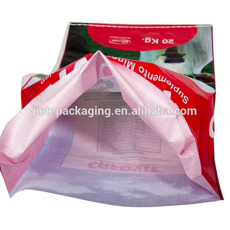 Hot sale 20kg durable bopp laminated plastic pp woven cattle feed bag for cows, rabbits, horses, sheep, chickens and pigs