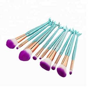 Professional Fish Tail Glitter 10pcs Cosmetic Makeup Brush Set