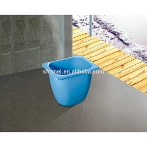 Very small free standing portable kids blue bathtub