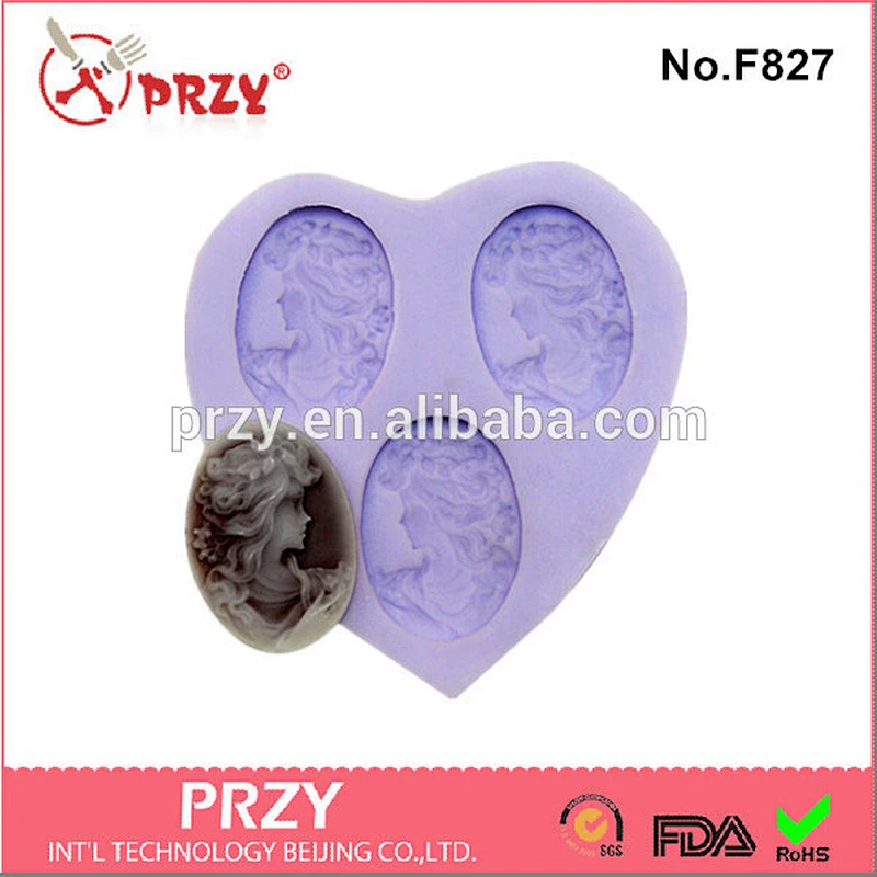 PRZY High quality girl printed fondant silicone molds