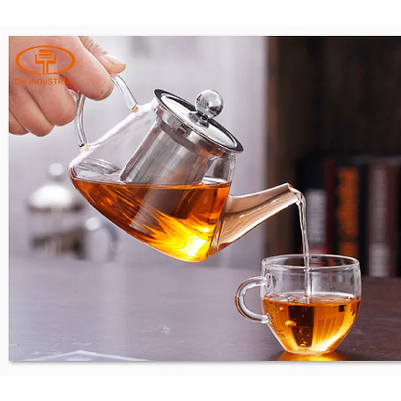 2017 Guangzhou wholesale price glass tea kettle with infuser for home and party