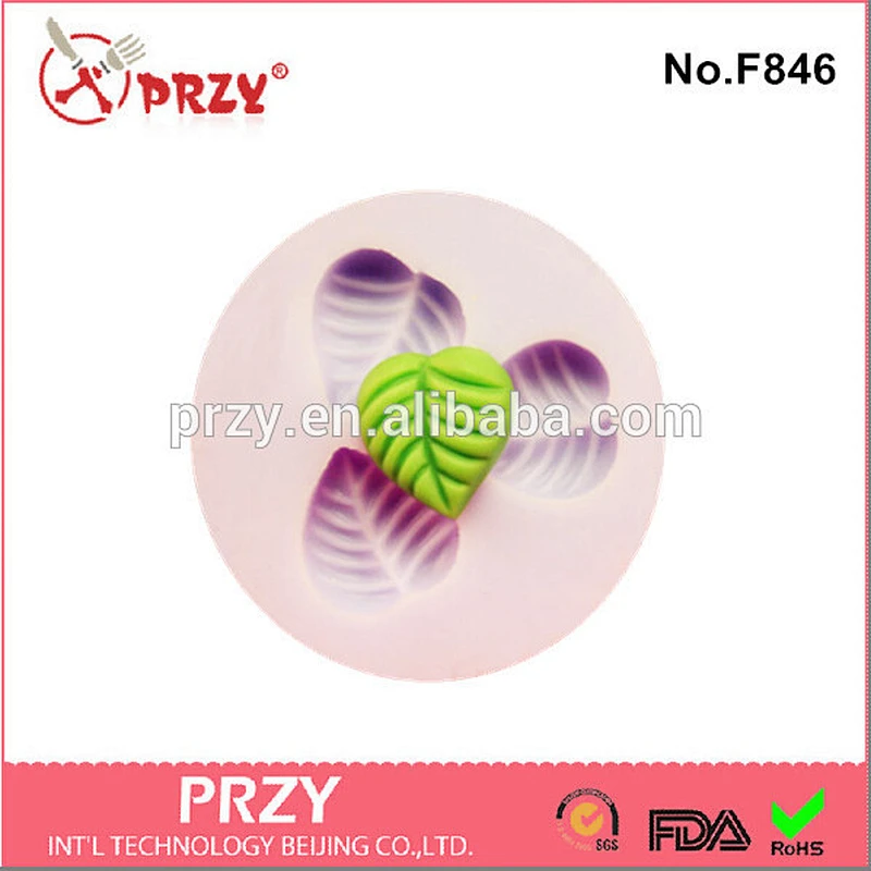 Model F846 3-hole mini leaf mold silicone mold for sale