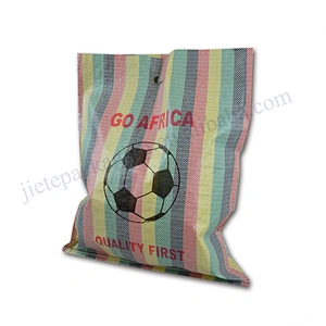 Colorstripe pp woven shopping bag export Dubai,Africa with D cut handle