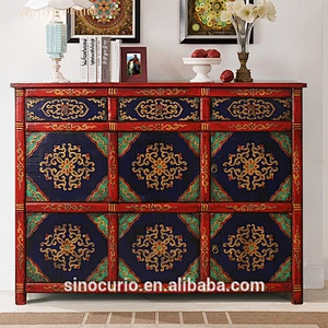tibetan painted furniture antique shoe rack cabinet wood craft storage cabinet