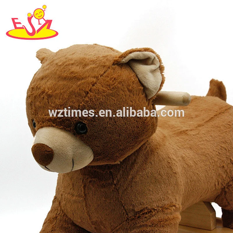 Wholesale baby wooden bear plush rocking horse for sale W16D111