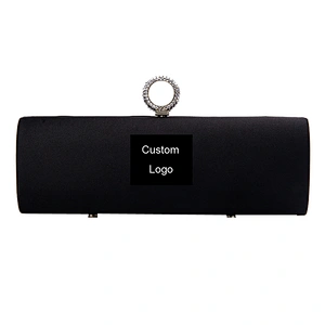 Wholesale custom made black satin indian clutch bags