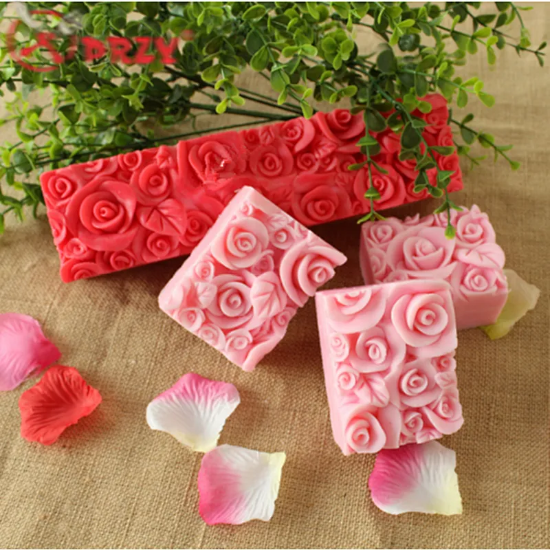 Valentine's Day Rose toast Soap moulds silicone Rectangle Loaf Silicone rose soap Molds