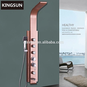 Wholesale Rose Gold Multi-Function Thermostatic Rainfall Shower Column Set
