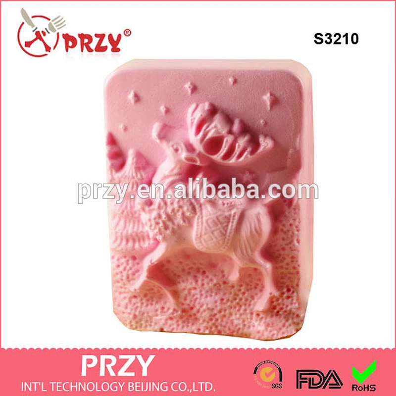 S3210 deer silicone mold for soap, christmas deer candles making mould , christmas deer soap mold