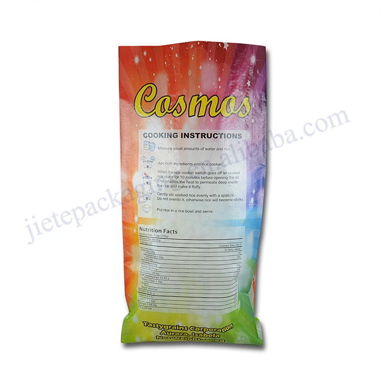New design printing 50kg plastic bopp laminated pp woven basmati rice packaging bag