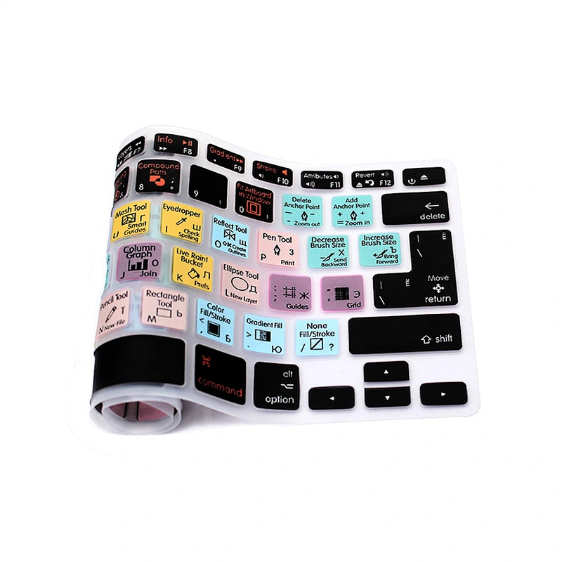 China Supplier Ado be Illustrator AI Hotkeys silicone keyboard skinKeyboard Protector Russian Custom Keyboard Skin For macbook