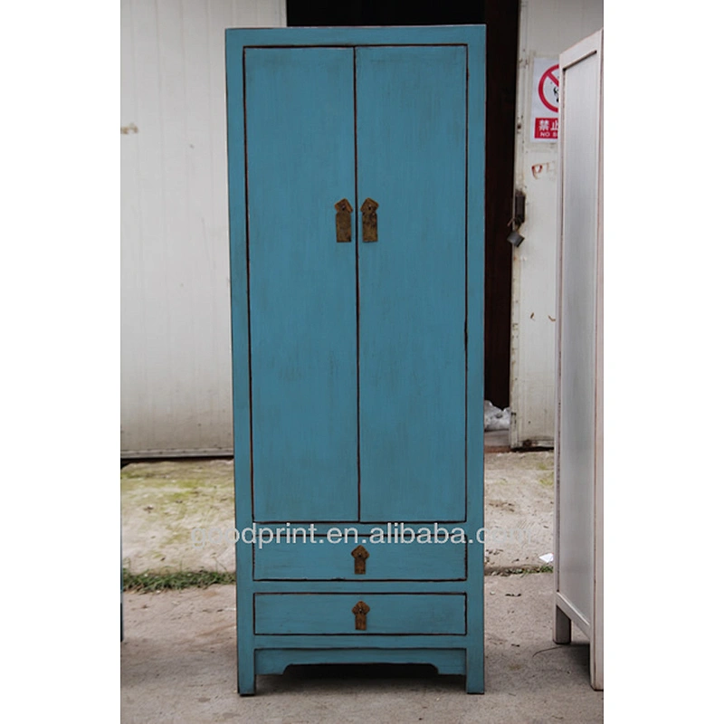 Chinese Antique Two Door Two Drawer Nrrow HIgh Cabinet