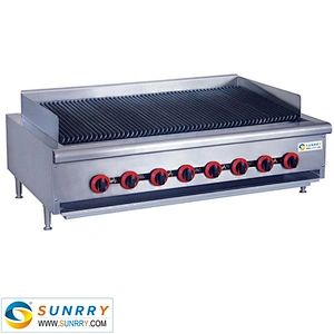 Commercial restaurant counter top steak barbecue hot grill lava rock stone plate set with 2 burner