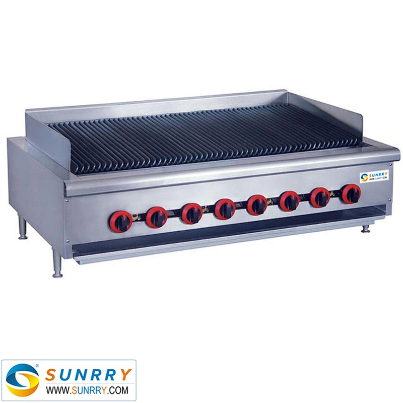 Commercial restaurant counter top steak barbecue hot grill lava rock stone plate set with 2 burner