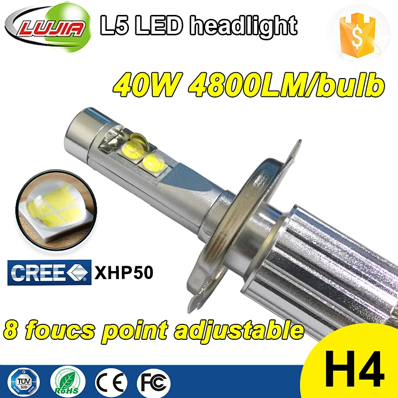 High power led headlight 4300K 5000k 6000K 40w XHP50 super bright led headlight bulb h4 led