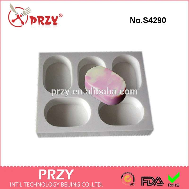 S4290 Oval Shape / 5 in 1 / Silicone Soap Mold Silicone Soap Tray Mold Silicone Mold For Soap