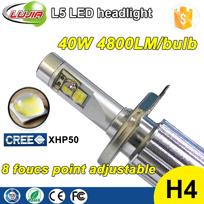 High power led headlight 4300K 5000k 6000K 40w XHP50 super bright led headlight bulb h4 led