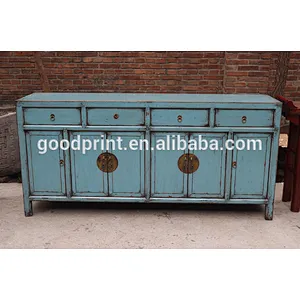 Chinese Antique Furniture Painted Console in Blue Chinese-Style Cupboard Console Sideboard
