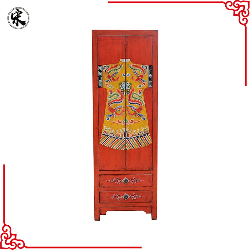 antique chinese painted solid wood pine furniture for stores use
